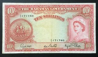 Bahamas (1740),  1953,  10 Shillings,  P14d