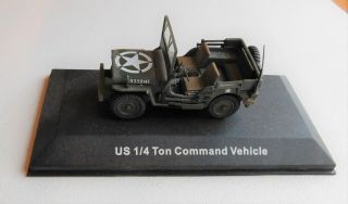 N.  M.  Toys Us Military 1/4 Ton Command Vehicle Jeep With Display Base 1/43 Scale