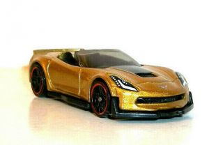 Loose 2020 Hot Wheels Gold Corvette C7 Z06 Convertible Exclusive From Multipack