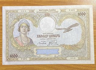 Yugoslavia 1931 1000 Dinara Crisp Unc Condtion