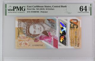 East Caribbean 50 Dollars Nd 2019 P 58 A Choice Unc Pmg 64 Epq