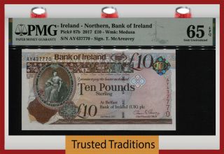 Tt Pk 87b 2017 Ireland - Northern Bank Of Ireland 10 Pounds Pmg 65 Epq Gem Unc