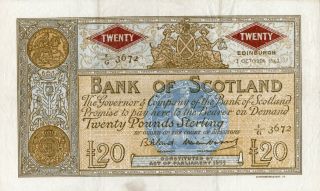 Scotland 1963 The Bank Of Scotland 20 Pounds.