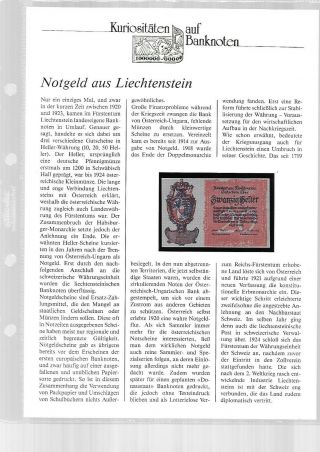 Liechtenstein 20 Heller 1920 Notgeld Unc