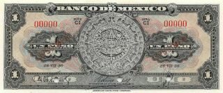 México 1 Peso 26.  7.  1950 P 46b Series Ci Specimen Uncirculated Banknote A