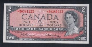 1954 Canada 2 Dollars Replacement Bank Note Beattie/rasminsky