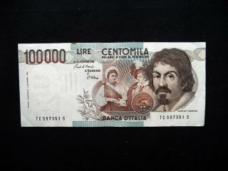 1986 Italy Banknote 100000 Lire Caravaggio 1° Xf