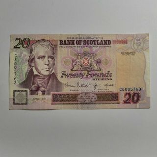 Bank Of Scotland £20 Twenty Pound Note 1st April1998