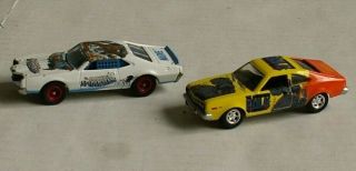 2 Johnny Lightning Cars 1974 Amc " Hulk " Hornet &1970 Mercury " Spiderman " Cyclone