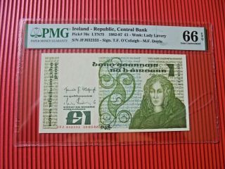 Ireland - Republic,  Central Bank Pmg 66 Gem Uncirculated Epq £1 1982 - 87 P 70c