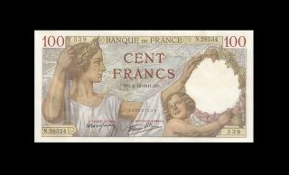 4.  12.  1941 Banque De France 100 Francs Rare ( (aunc))
