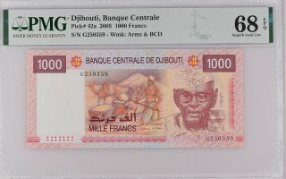 Djibouti 1000 Francs 2005 P 42 A Gem Unc Pmg 68 Epq Top Pop Nr