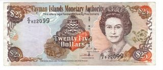 Cayman Islands $25 Dollars Vf,  Qeii Banknote (2006) P - 36 Prefix C/2 Paper Money