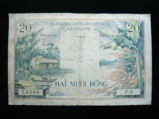 Vietnam South 20 Dong 1956 Viet Nam Circ 86 Currency Banknote Money