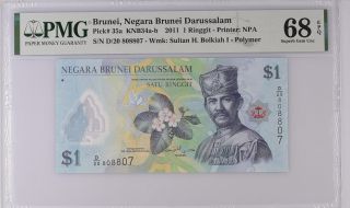 Brunei 1 Ringgit 2011 P 35 A Gem Unc Pmg 68 Epq