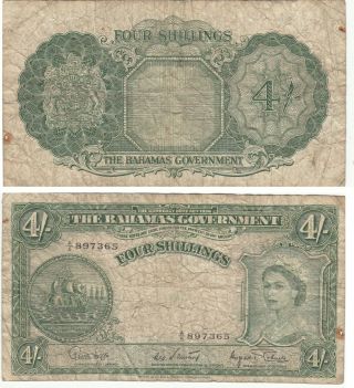 Bahama Government 4 Shillings Banknote,  1936,  897365