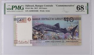 Djibouti 40 Francs 2017 P 46 A Gem Unc Pmg 68 Epq