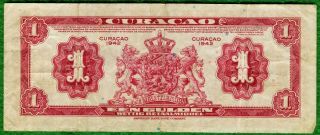 Curacao (dutch Antilles) 1942 1 Gulden Note Pick - 35a Very Fine