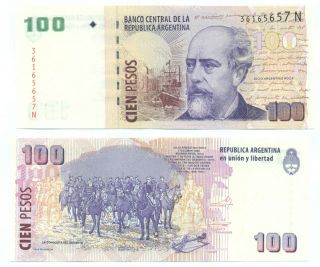 Argentina Note 100 Pesos (2011) M.  Del Pont - Cobos B 3738 Suffix N P 357 Unc