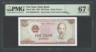 Viet Nam 200 Dong 1987 P100a Uncirculated Graded 67