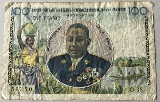 French Equatorial Africa/cameroun - 100 Francs (1957) P 32 Vg Circulated