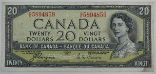 1954 Bank Of Canada Twenty Dollar B/e Devils Face Bc - 33a Coyne Towers Note