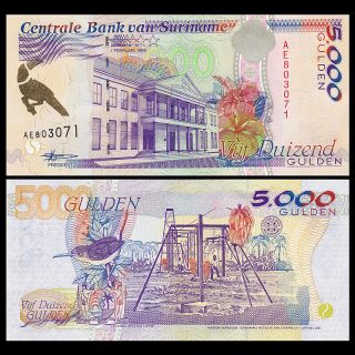 Suriname 5000 Gulden,  1999,  P - 143b,  Unc