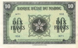 Morocco 10 Francs 1943 P - 25 Xf/au