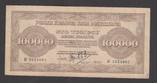 100 000 Marek Very Fine Banknote From Poland 1923 Pick - 34