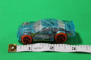 Hot Wheels Car Stockar Neon Blue Body/Orange Wheels Clear Car Mattel 2