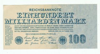 Germany Reichsbanknote 100 Billion Mark Berlin 1923 Au