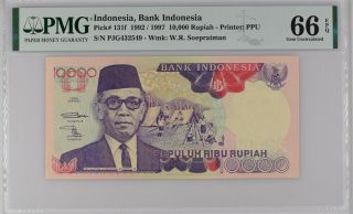 Indonesia 10000 Rupiah 1992/1997 P 131 F Gem Unc Pmg 66 Epq
