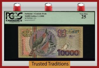Tt Pk 153 2000 Suriname Centrale Bank 10000 Gulden Bird Pcgs 25 Very Fine