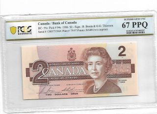 Canada/bank Of Canada Pick 94c 1986 $2 Pcgs 67 Ppq