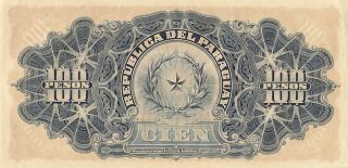 Paraguay 100 Pesos 1907,  P - 159 W&s Printed,  Pretty Note,  Pack Fresh Unc