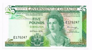 1975 Gibraltar 5 Pounds Note - P21a
