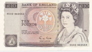 Great Britain 10 Pounds Banknote Sign.  Gill Aunc /unc
