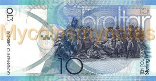 Gibraltar,  £10 Pounds,  2011,  P36,  Prefix A,  Queen Elizabeth Ii,  Unc