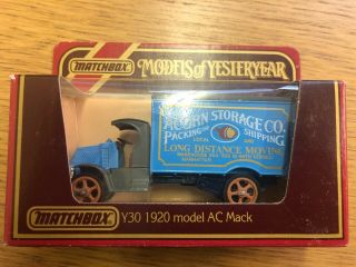 Matchbox Models Of Yesteryear Y30 1920 Model Ac Mack " Acorn Storage Co.  "