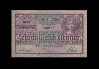 2.  1.  1924 Austria 10000 Kronen Banknote Rare ( (aunc))