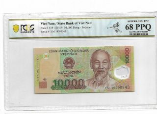 Viet Nam/state Bank Of Viet Nam Pick 119 2019 10000 Dong Polymer Pcgs 68 Ppq
