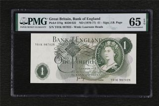 1970 - 77 Great Britain Bank Of England 1 Pound Pick 374g Pmg 65 Epq Gem Unc