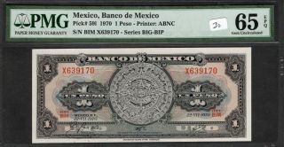 Mexico 1970 1 Peso PMG Certified Banknote UNC 65 EPQ Gem Pick 59l ABNC BIM 2