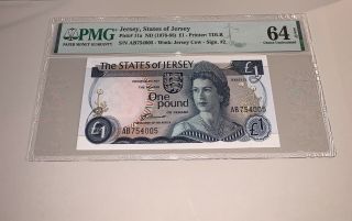 Pmg Jersey,  States Of Jersey 1 Pound Banknote Nd (1976 - 88) P11a Unc/epq