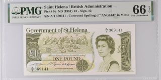 St.  Helena 1 Pound Nd 1981 P 9 A Gem Unc Pmg 66 Epq Nr