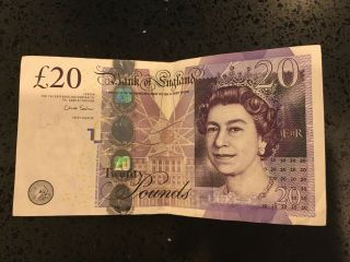 20 British Pound Note.  Bank Of England.