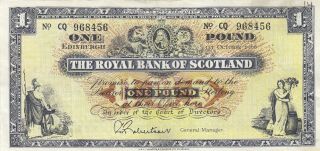 Royal Bank Of Scotland 1 Pound Robertson 1966 P - 325 Vf