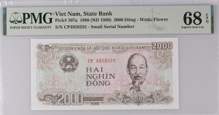 Vietnam 2000 Dong 1988/1989 P 107 Gem Unc Pmg 68 Epq