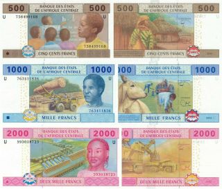 Central African States - Cameroon Set - 500 - 2000 Francs (2017) P - 206u,  P - 207u Unc