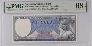 Suriname 5 Gulden 1963 P 120 B Gem Unc Pmg 68 Epq Top Pop